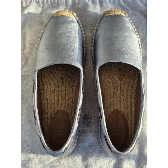 Brunello Cucinelli Womens Sky Blue Espadrille Flats Leather Size US 9.5 EU 40 - Picture 4 of 16